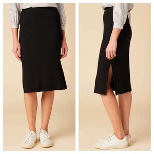 Amour Vert Vindy Paris Rib Midi Skirt Black Women's S Modal Blend Stretch Slits
